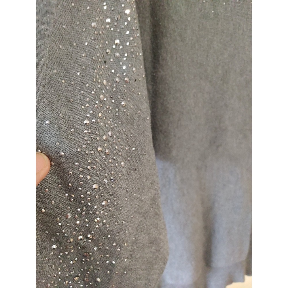 89th Madison Slouchy Sweater Silver Studded Raglan Sleeve Off Shoulder Sz M - Picture 5 of 9